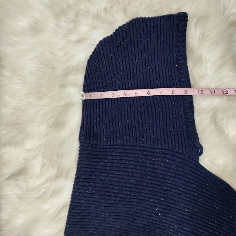 NWOT Le31 100% Cotton Knit H‎‎ooded Sc‎ar‎f Sha‎‎w‎l Navy Blue Men's One Size - Picture 10 of 11